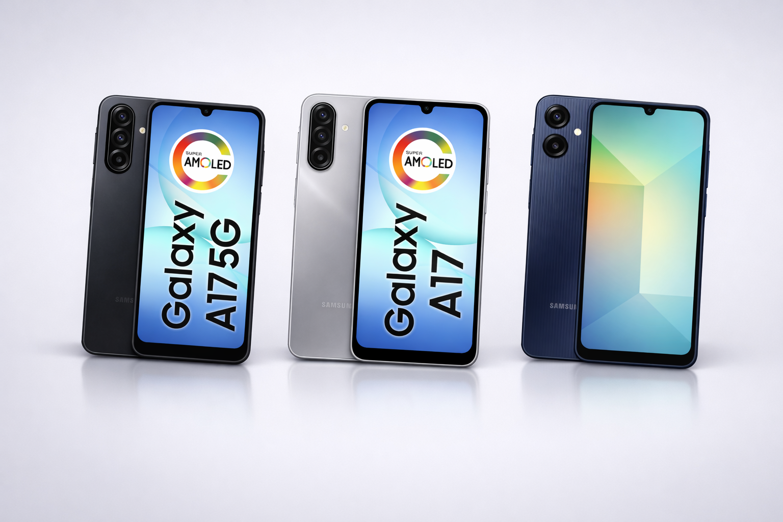 Comparativo de recursos e preços para Samsung Galaxy A17 5G, A17 e A06 5G